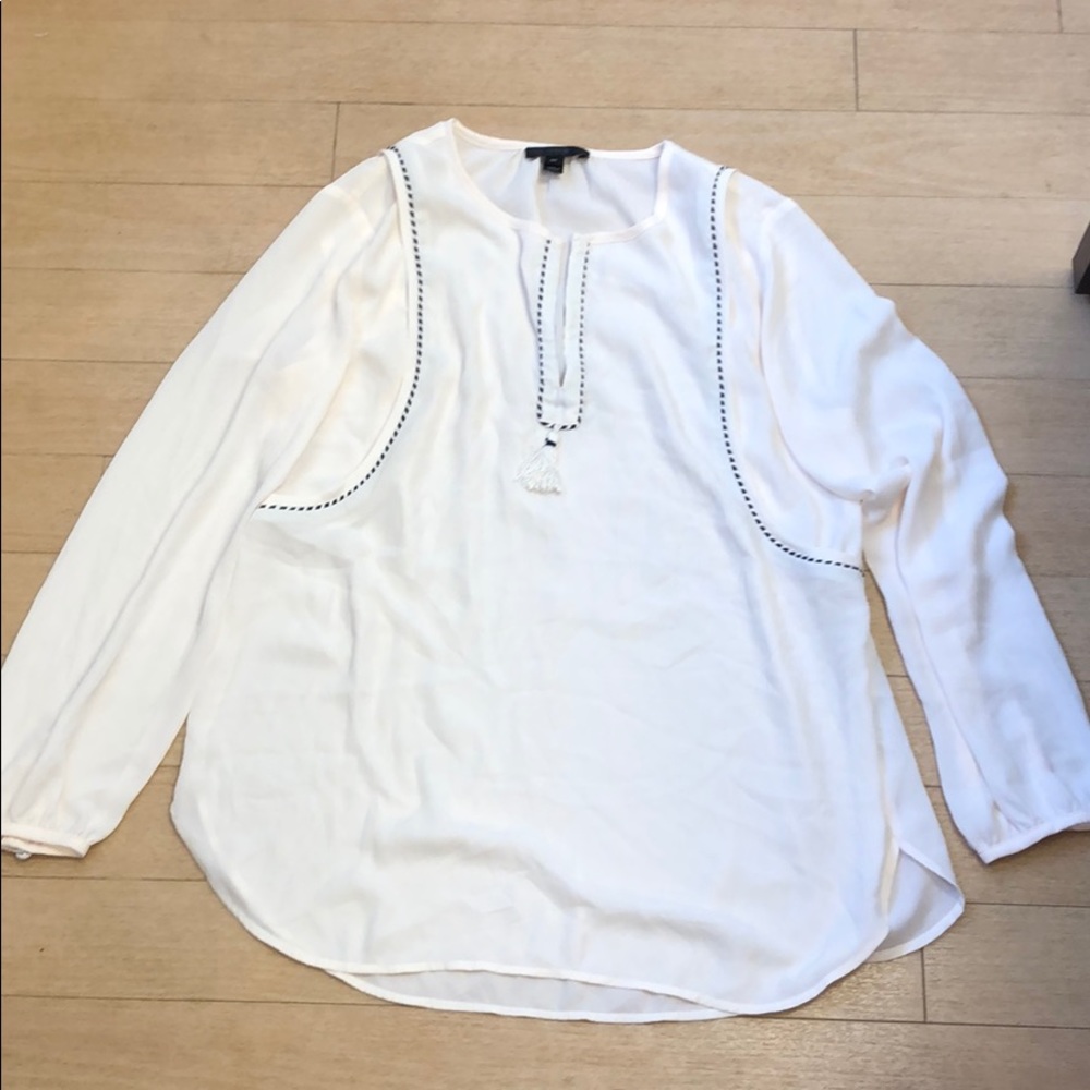 J crew poet style tassel pull over blouse